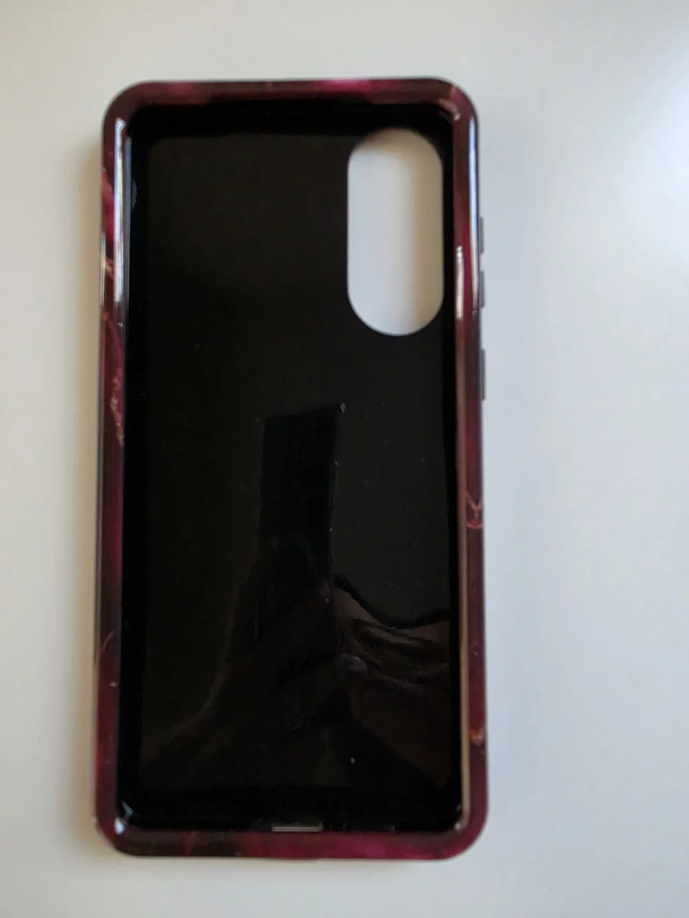 Maroon Marble Protective Phone Case - Unbranded